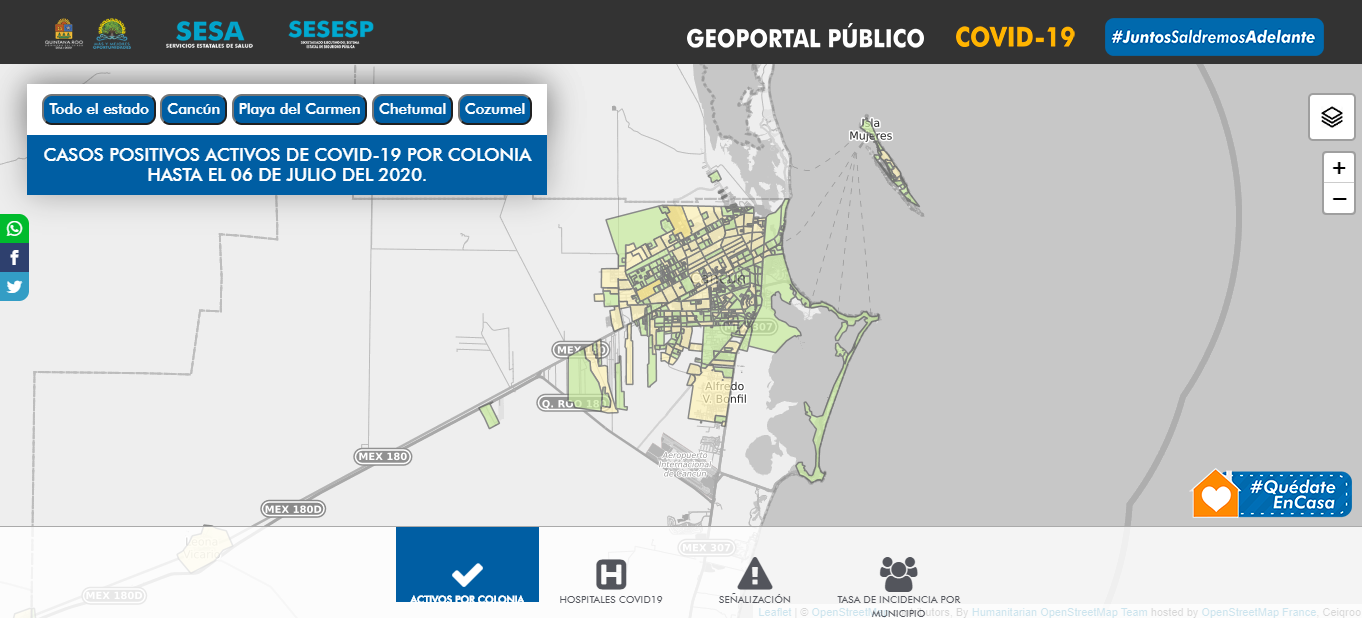 mapa colonias coronavirus